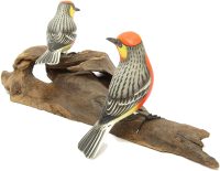 Hand Carved Wooden Two Warblers on a Branch  ~ OOAK Christmas & Birthday Gift - Image 8