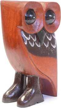 Hand Carved Wooden Owl with Square Body ~ OOAK Christmas & Birthday Gift