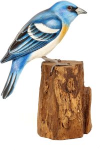 Hand Carved Wooden Lazuli Bunting  ~ OOAK Christmas & Birthday Gift