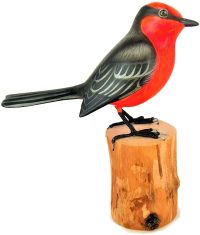 Hand Carved Wooden Vermilion Flycatcher  ~ OOAK Christmas & Birthday Gift