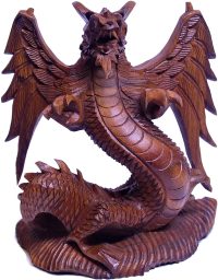 Hand Carved Wooden Dragon Ready to Boogie  ~ OOAK Christmas & Birthday Gift