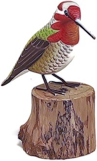 Hand Carved Wooden Anna's Hummingbird  ~ OOAK Christmas & Birthday Gift - Image 2