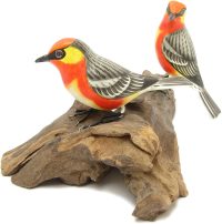 Hand Carved Wooden Two Warblers on a Branch  ~ OOAK Christmas & Birthday Gift - Image 5