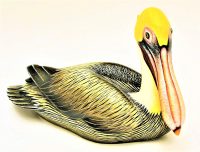 Hand Carved Wooden Brown Pelican Decoy   ~ OOAK Christmas & Birthday Gift