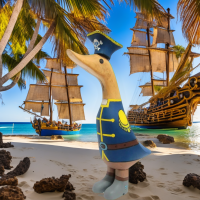 Wooden Duck Caribbean Pirate in Blue ~ OOAK Christmas & Birthday Gift