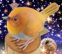 Hand Carved Wooden Chubby Robin  ~ OOAK Christmas & Birthday Gift