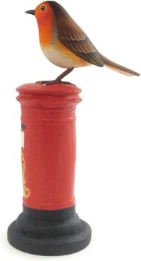 Hand Carved Wooden Robin on Post Office Box  ~ OOAK Christmas & Birthday Gift - Image 8