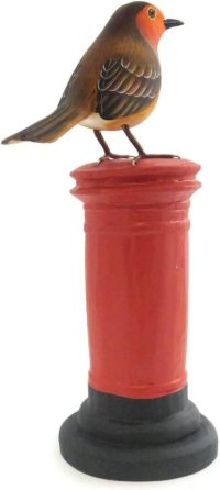 Hand Carved Wooden Robin on Post Office Box  ~ OOAK Christmas & Birthday Gift - Image 5