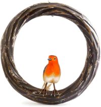 Hand Carved Wooden Robin on Circle Branch  ~ OOAK Christmas & Birthday Gift - Image 2