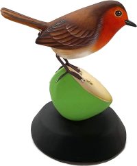 Hand Carved Wooden Robin Eats Apple  ~ OOAK Christmas & Birthday Gift - Image 9