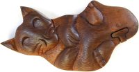 Hand Carved Wooden Cat Shows Belly ~ OOAK Christmas & Birthday Gift