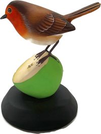 Hand Carved Wooden Robin Eats Apple  ~ OOAK Christmas & Birthday Gift - Image 6