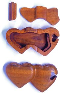 Hand Carved Wooden Two Hearts  ~ OOAK Christmas & Birthday Gift - Image 2