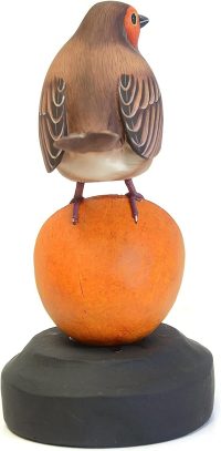 Hand Carved Wooden Robin Eats Orange  ~ OOAK Christmas & Birthday Gift - Image 5