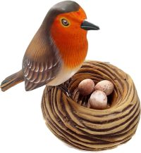 Hand Carved Wooden Robin and Eggs in Nest  ~ OOAK Christmas & Birthday Gift