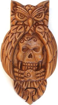 Hand Carved Wooden Owl and Death  ~ OOAK Christmas & Birthday Gift