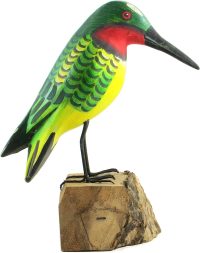 Hand Carved Wooden Green Hummingbird ~ OOAK Christmas & Birthday Gift