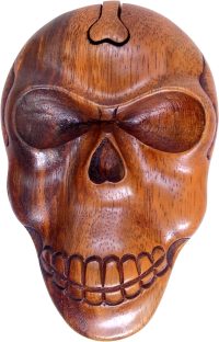 Hand Carved Wooden Skull  ~ OOAK Christmas & Birthday Gift