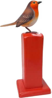 Hand Carved Wooden Robin on Telephone Box ~ OOAK Christmas & Birthday Gift - Image 7