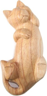 Hand Carved Wooden Cat ~ OOAK Christmas & Birthday Gift