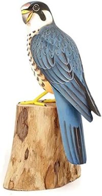 Brave Wings Hand Carved Wooden Garden Bird ~ Hobby Falcon Garden Friend of Robin Red Breast ~ Wood Ornament Sculpture Figurine