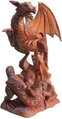 Hand Carved Wooden Duelling Dragon  ~ Christmas & Birthdays Gifts