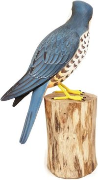 Brave Wings Hand Carved Wooden Garden Bird ~ Hobby Falcon Garden Friend of Robin Red Breast ~ Wood Ornament Sculpture Figurine - Image 4