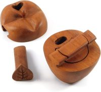 Handcarved Wooden Apple Puzzle Trinket Box ~ OOAK Christmas & Birthday Gift - Image 4