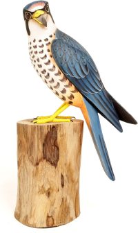 Brave Wings Hand Carved Wooden Garden Bird ~ Hobby Falcon Garden Friend of Robin Red Breast ~ Wood Ornament Sculpture Figurine - Image 2