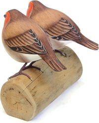 Hand Carved Two Robin Red Breast ~ Christmas and Birthday Gift - Image 5