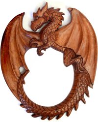 Handcarved Wooden Dragon Curling Tail ~ OOAK Christmas & Birthday Gift