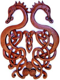 Hand Carved Wooden Celtic Sea Dragon