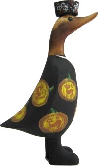 Hand Carved Wooden Bamboo Duck ~ Duck in Halloween Costume 23cm High - Image 2