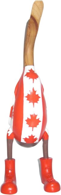 Hand Carved Wooden Bamboo Duck ~ Large Canada Flag Costume 46.5cm High - Image 3