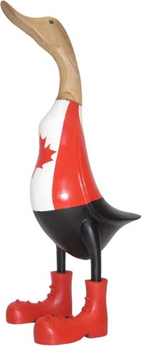 Hand Carved Wooden Bamboo Duck ~ Canada Flag 47cm High - Image 8