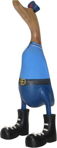 Hand Carved Wooden Bamboo Duck ~ Nurse Duck In Blue Uniform 33cm High - Image 9