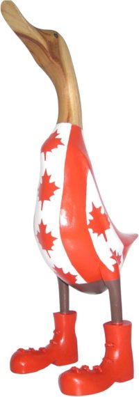 Hand Carved Wooden Bamboo Duck ~ Large Canada Flag Costume 46.5cm High - Image 9