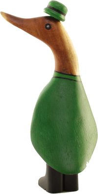 Hand Carved Wooden Bamboo Duck ~ St Patrick's Day Fancy Dress - Image 3