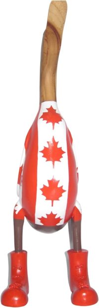 Hand Carved Wooden Bamboo Duck ~ Large Canada Flag Costume 46.5cm High - Image 2