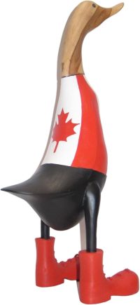 Hand Carved Wooden Bamboo Duck ~ Canada Flag 47cm High - Image 4