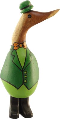 Hand Carved Wooden Bamboo Duck ~ St Patrick's Day Fancy Dress