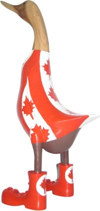 Hand Carved Wooden Bamboo Duck ~ Large Canada Flag Costume 46.5cm High - Image 7