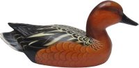 Hand Carved Wooden Decoy Duck ~ Cinnamon Teal Duck 27cm Long - Image 3