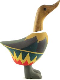 Hand Carved Wooden Bamboo Duck ~ Duck in Court Jester Costume 21.5cm High - Image 2