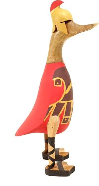 Hand Carved Wooden Bamboo Duck ~ Roman Soldier 28cm High - Image 2