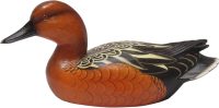 Hand Carved Wooden Decoy Duck ~ Cinnamon Teal Duck 27cm Long - Image 8