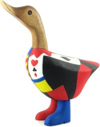 Hand Carved Wooden Bamboo Duck ~ Duck in Cards Costume 21.5cm High - Image 4