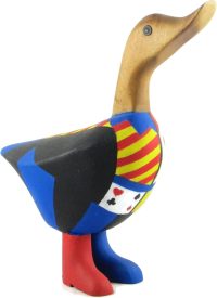 Hand Carved Wooden Bamboo Duck ~ Duck in Cards Costume 21.5cm High