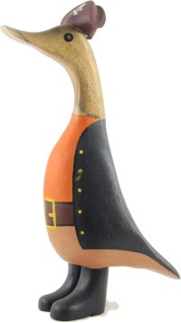 Hand Carved Wooden Bamboo Duck ~ Pirate Duck 23cm High - Image 4