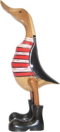 Hand Carved Wooden Bamboo Duck ~ Pirate Crew Duck 37.5cm High - Image 8